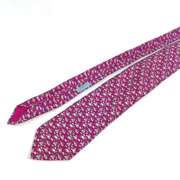 HERMES cloud hose Overall handle Fashion Accessories Necktie silk Purple Based - Picture 12 of 14